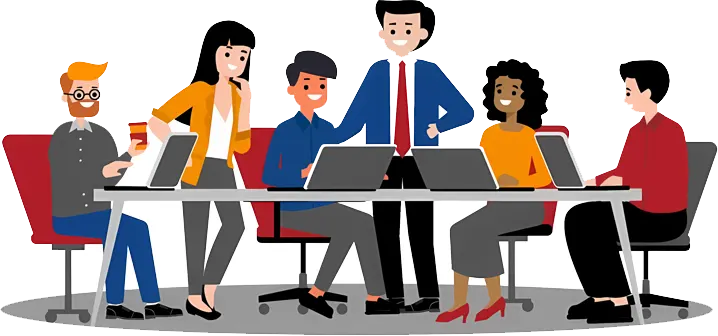 Group of sales professionals in a training meeting