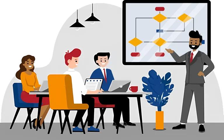 Group of sales professionals in a training meeting