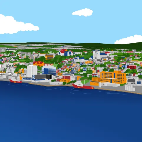 Image showing houses on a hill overlooking the harbour in St. John's, Newfoundland and Labrador
