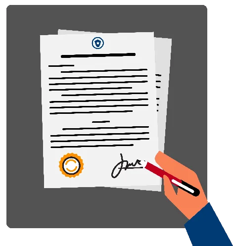 Someone signing a contract