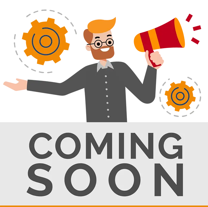 Person with a megaphone and a coming soon sign